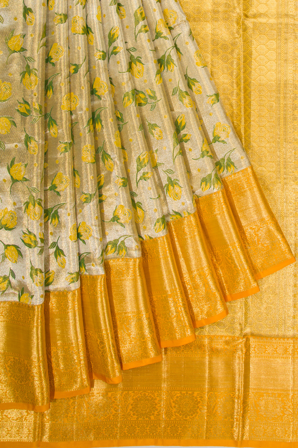 Kanchipuram Silk Tissue Brocade Gold Saree