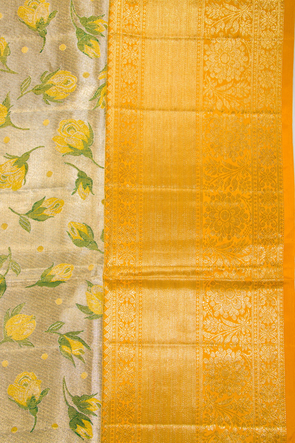 Kanchipuram Silk Tissue Brocade Gold Saree