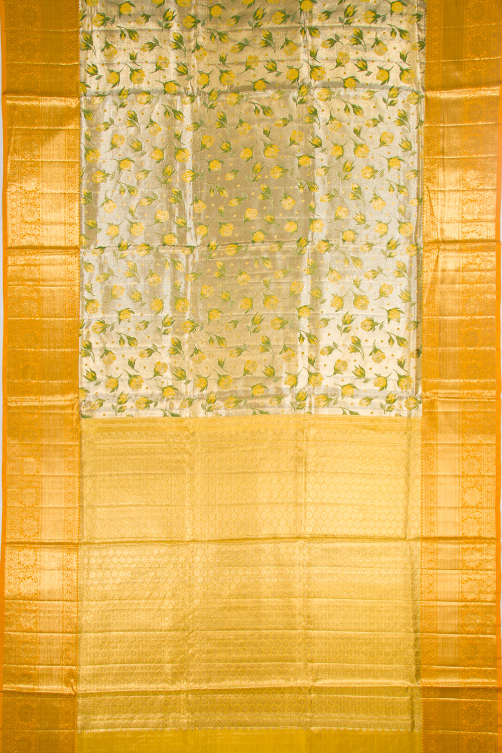 Kanchipuram Silk Tissue Brocade Gold Saree