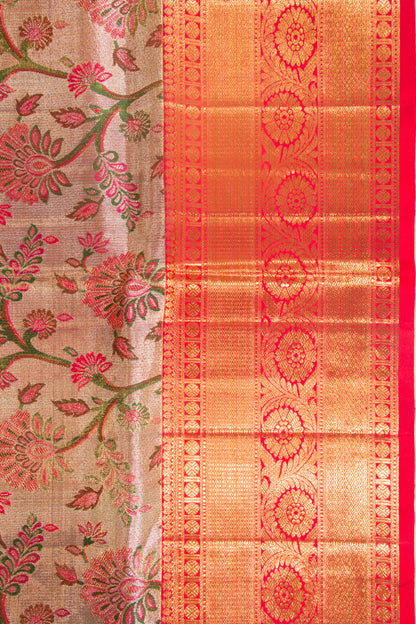 Kanchipuram Silk Tissue Jaal Gold Saree