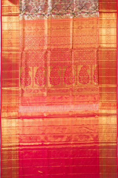 Kanchipuram Silk Tissue Jaal Gold Saree