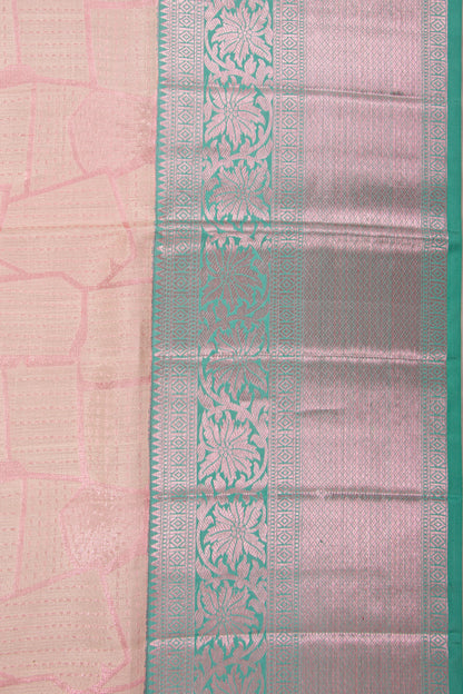 Kanchipuram Silk Geometric Pattern Tissue Baby Pink Saree