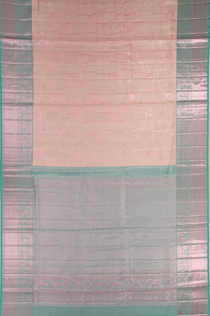 Kanchipuram Silk Geometric Pattern Tissue Baby Pink Saree