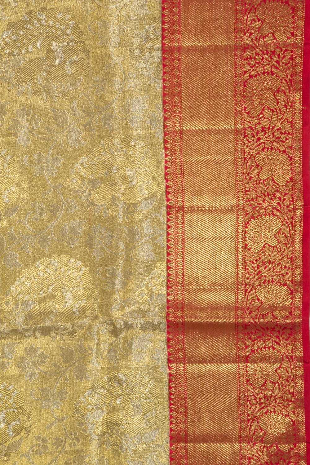Kanchipuram Silk Tissue Jaal Gold Saree