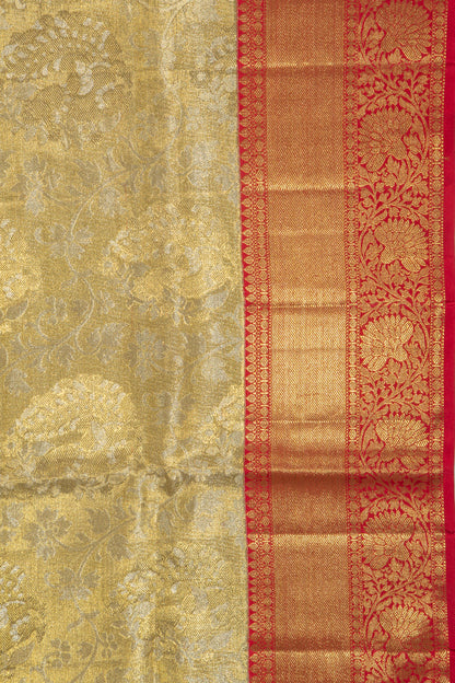 Kanchipuram Silk Tissue Jaal Gold Saree