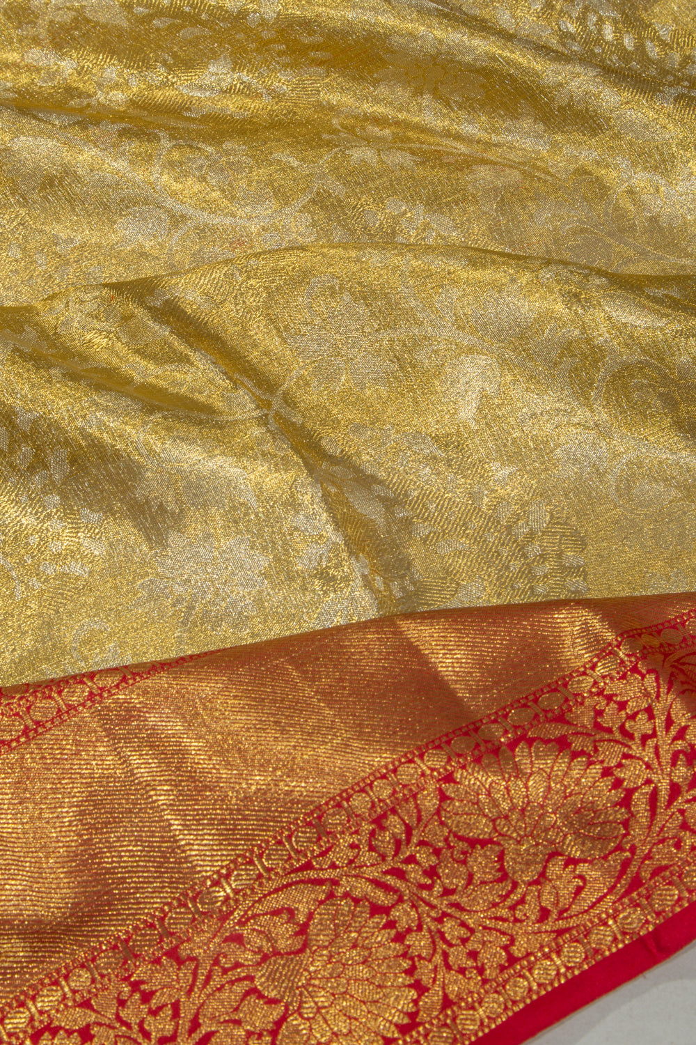 Kanchipuram Silk Tissue Jaal Gold Saree