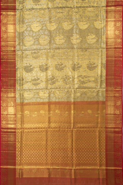 Kanchipuram Silk Tissue Jaal Gold Saree