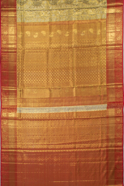 Kanchipuram Silk Tissue Jaal Gold Saree