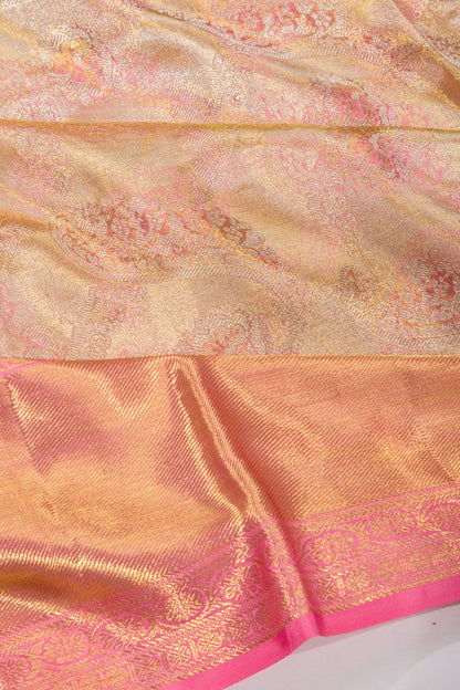 Kanchipuram Silk Tissue Brocade Gold Saree