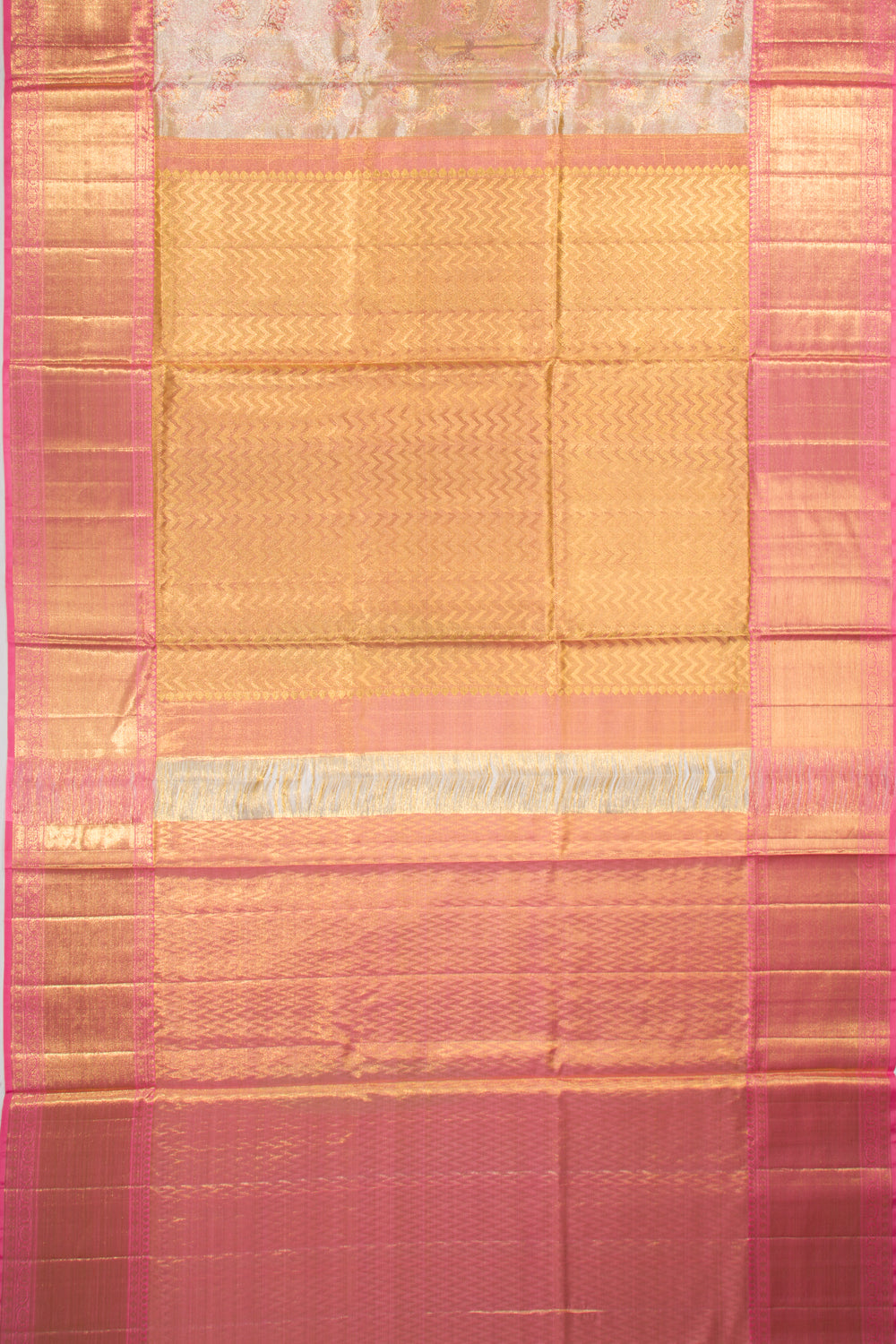 Kanchipuram Silk Tissue Brocade Gold Saree