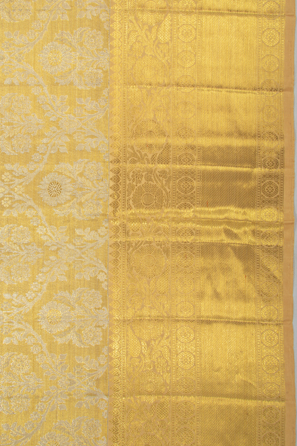 Kanchipuram Silk Tissue Jaal Gold Saree