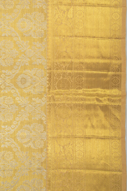 Kanchipuram Silk Tissue Jaal Gold Saree