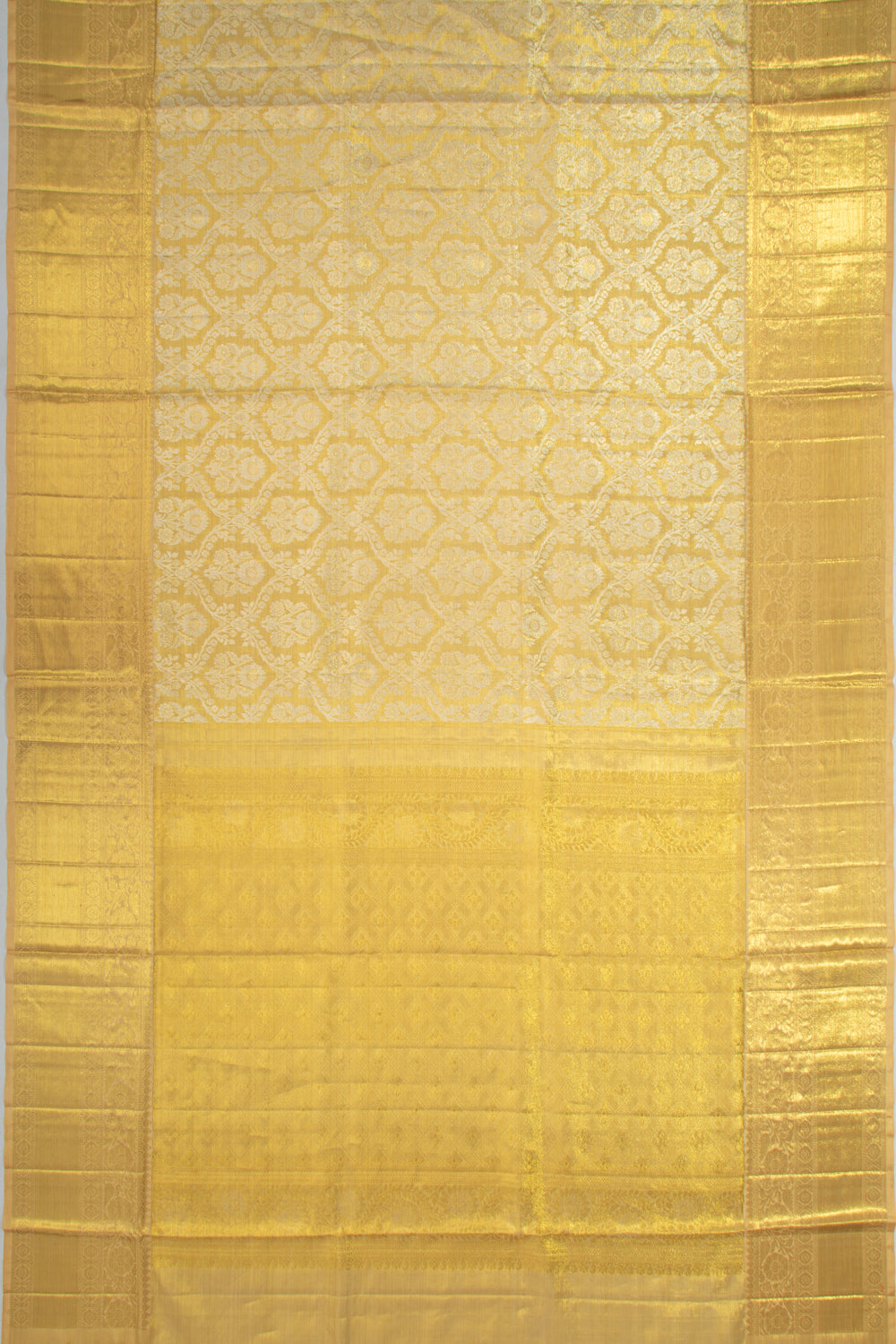 Kanchipuram Silk Tissue Jaal Gold Saree
