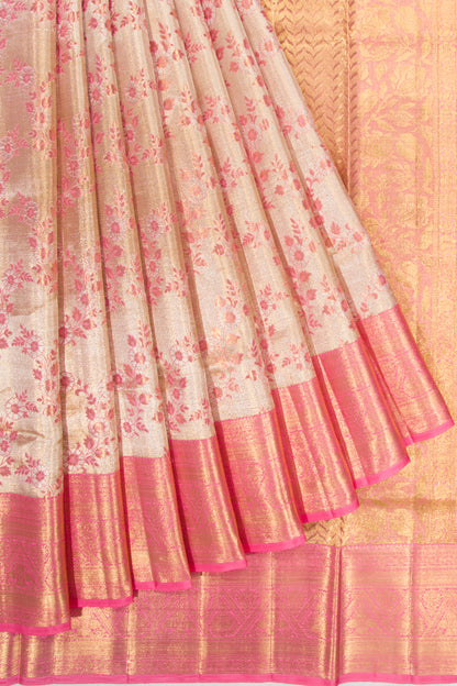 Kanchipuram Silk Tissue Jaal Gold Saree