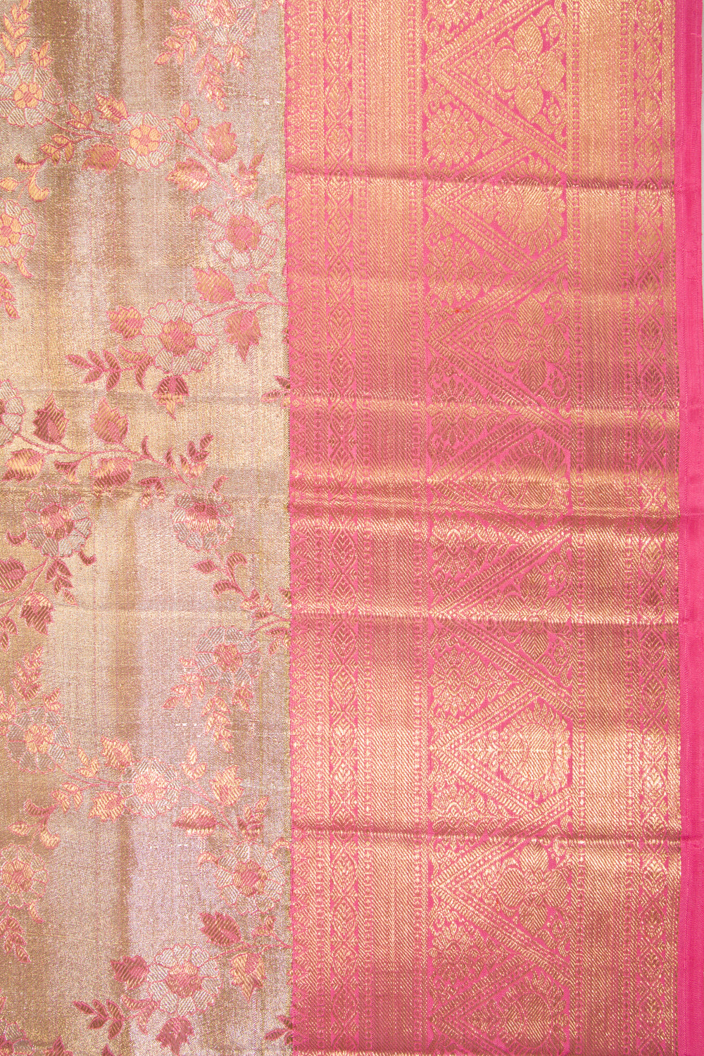 Kanchipuram Silk Tissue Jaal Gold Saree