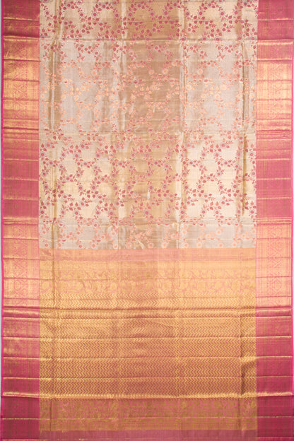 Kanchipuram Silk Tissue Jaal Gold Saree