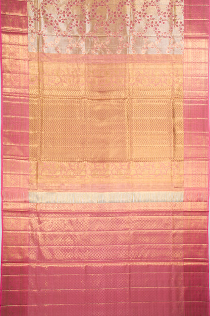 Kanchipuram Silk Tissue Jaal Gold Saree