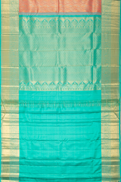 Kanchipuram Silk Tissue Brocade Pastel Peach Saree