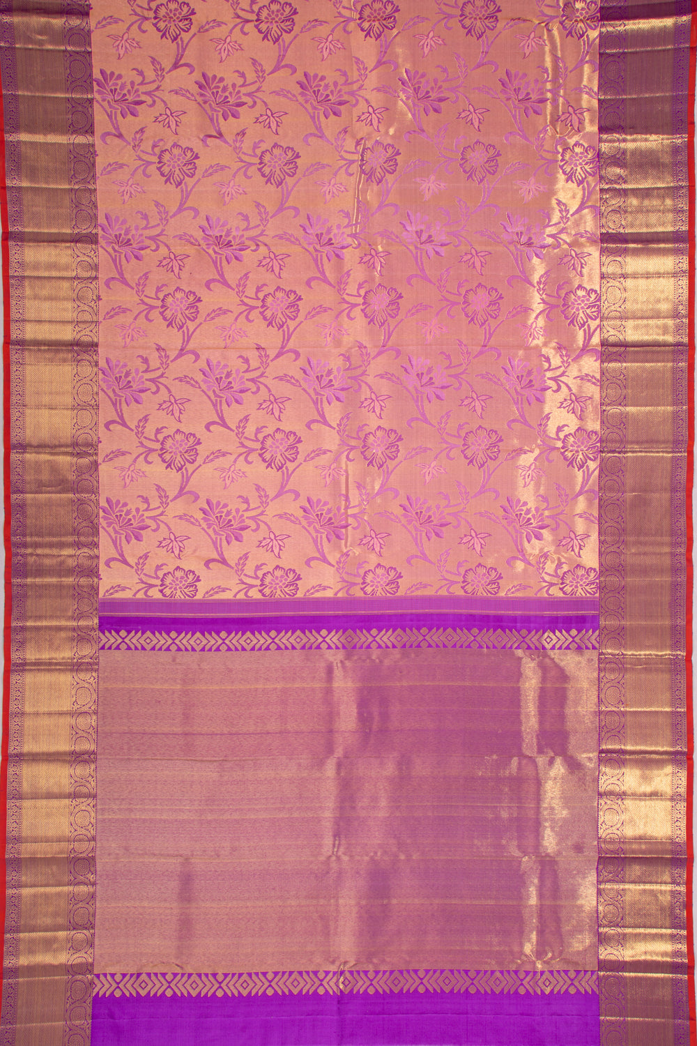 Kanchipuram Silk Tissue Jaal Pink Saree