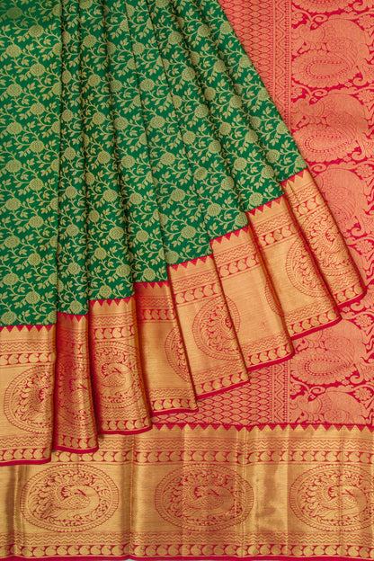 Kanchipuram Silk Jaal Green Saree