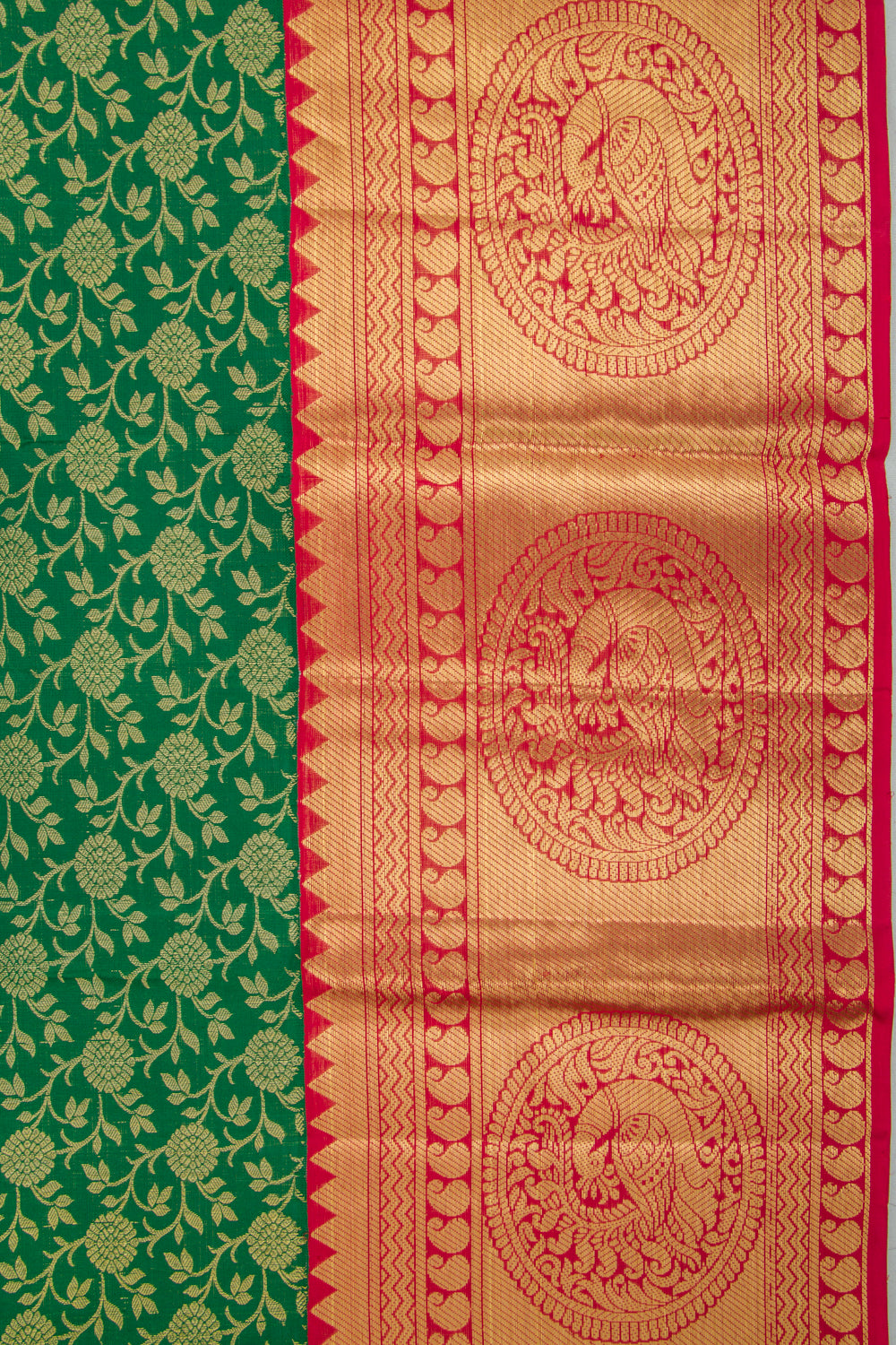 Kanchipuram Silk Jaal Green Saree