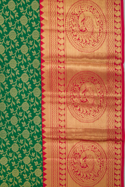 Kanchipuram Silk Jaal Green Saree
