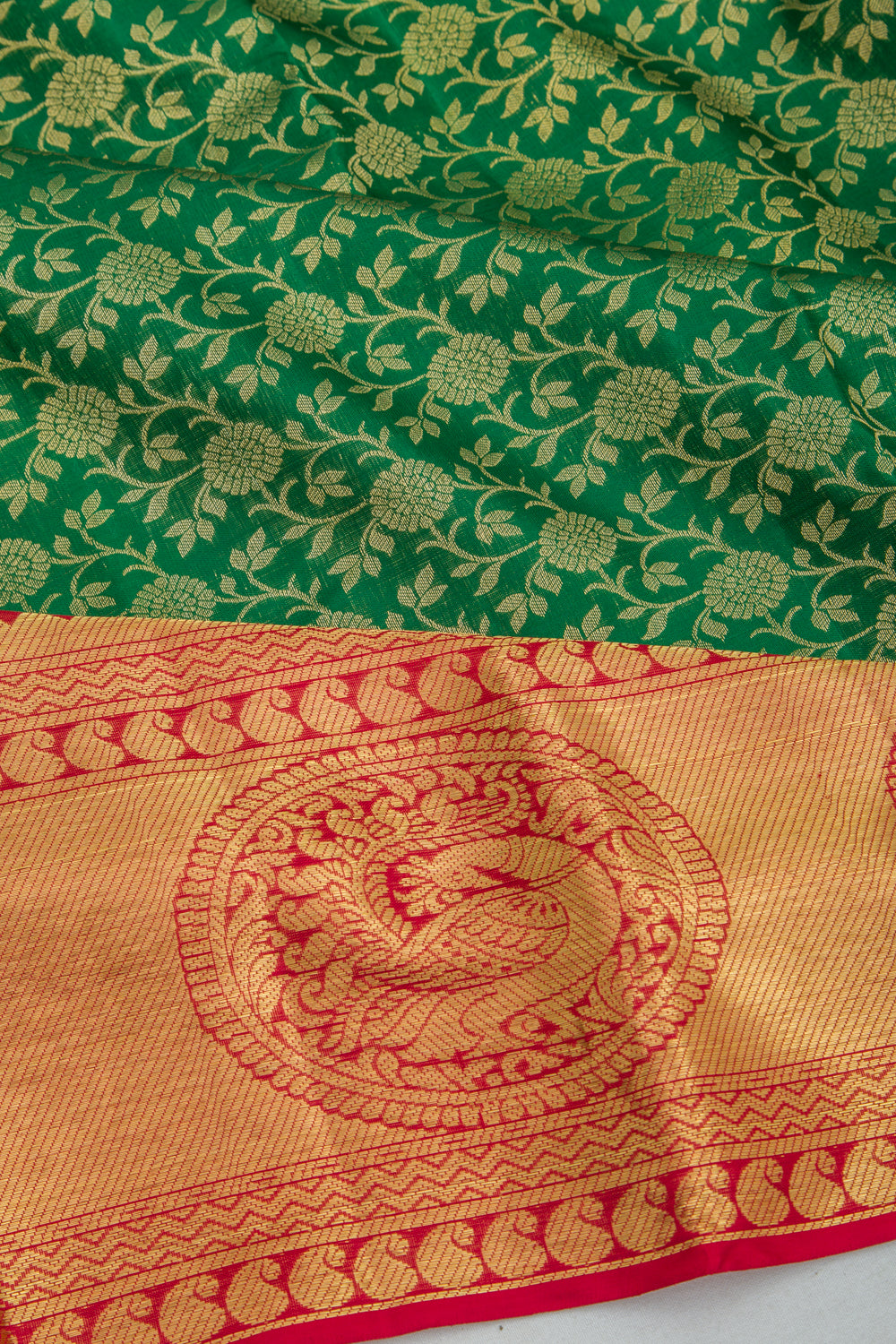 Kanchipuram Silk Jaal Green Saree
