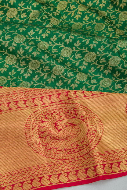 Kanchipuram Silk Jaal Green Saree