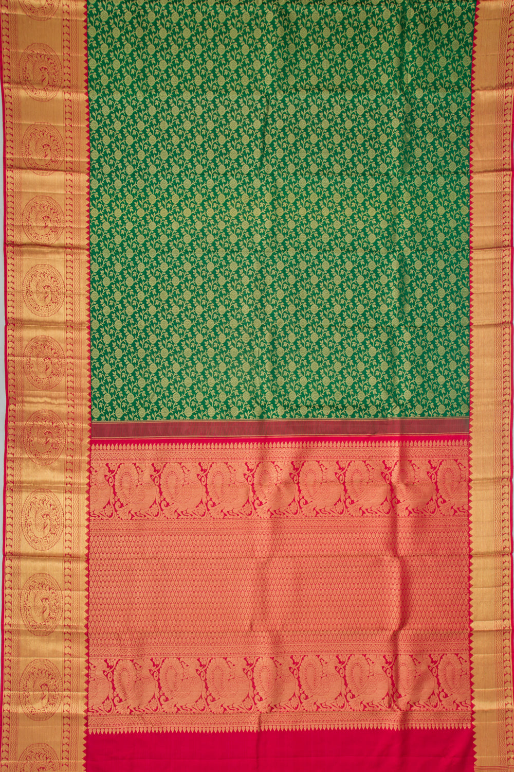Kanchipuram Silk Jaal Green Saree
