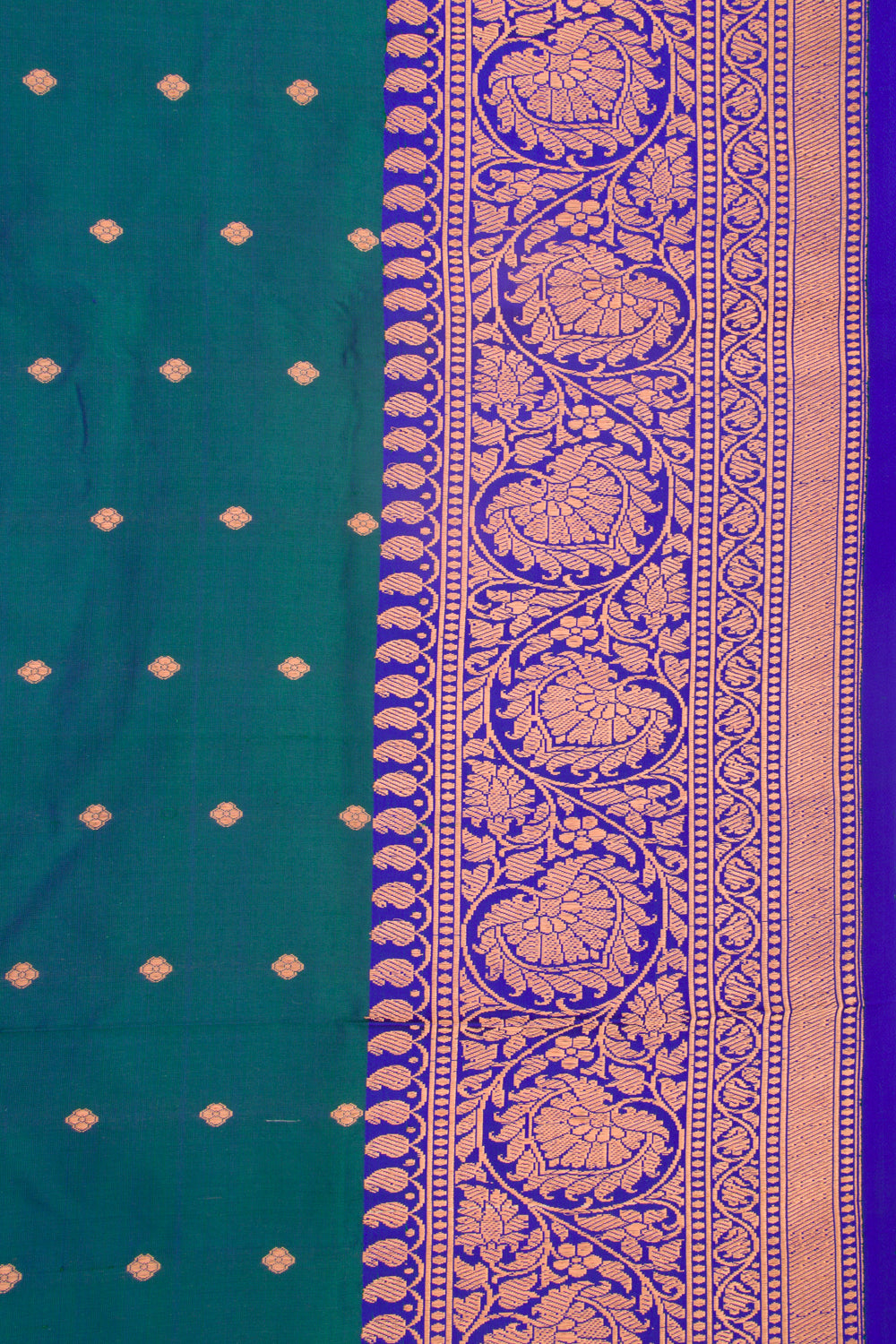 Banarasi Katan Silk Butta Dual Tone Blue and Green Saree