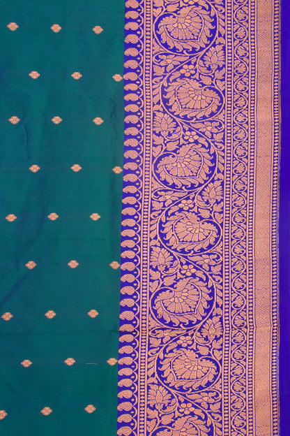 Banarasi Katan Silk Butta Dual Tone Blue and Green Saree