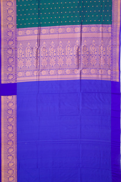 Banarasi Katan Silk Butta Dual Tone Blue and Green Saree