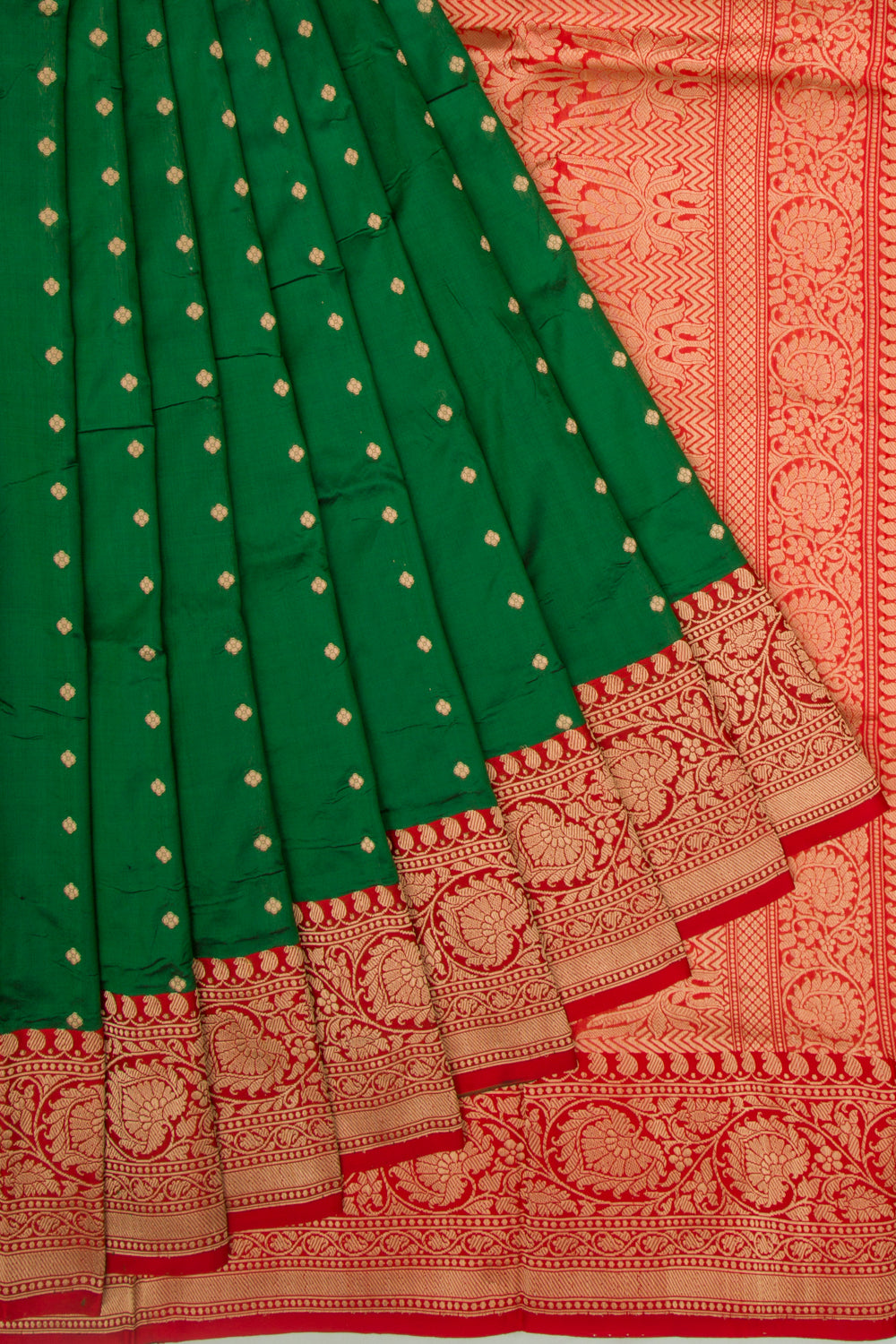 Banarasi Katan Silk Butta Green Saree