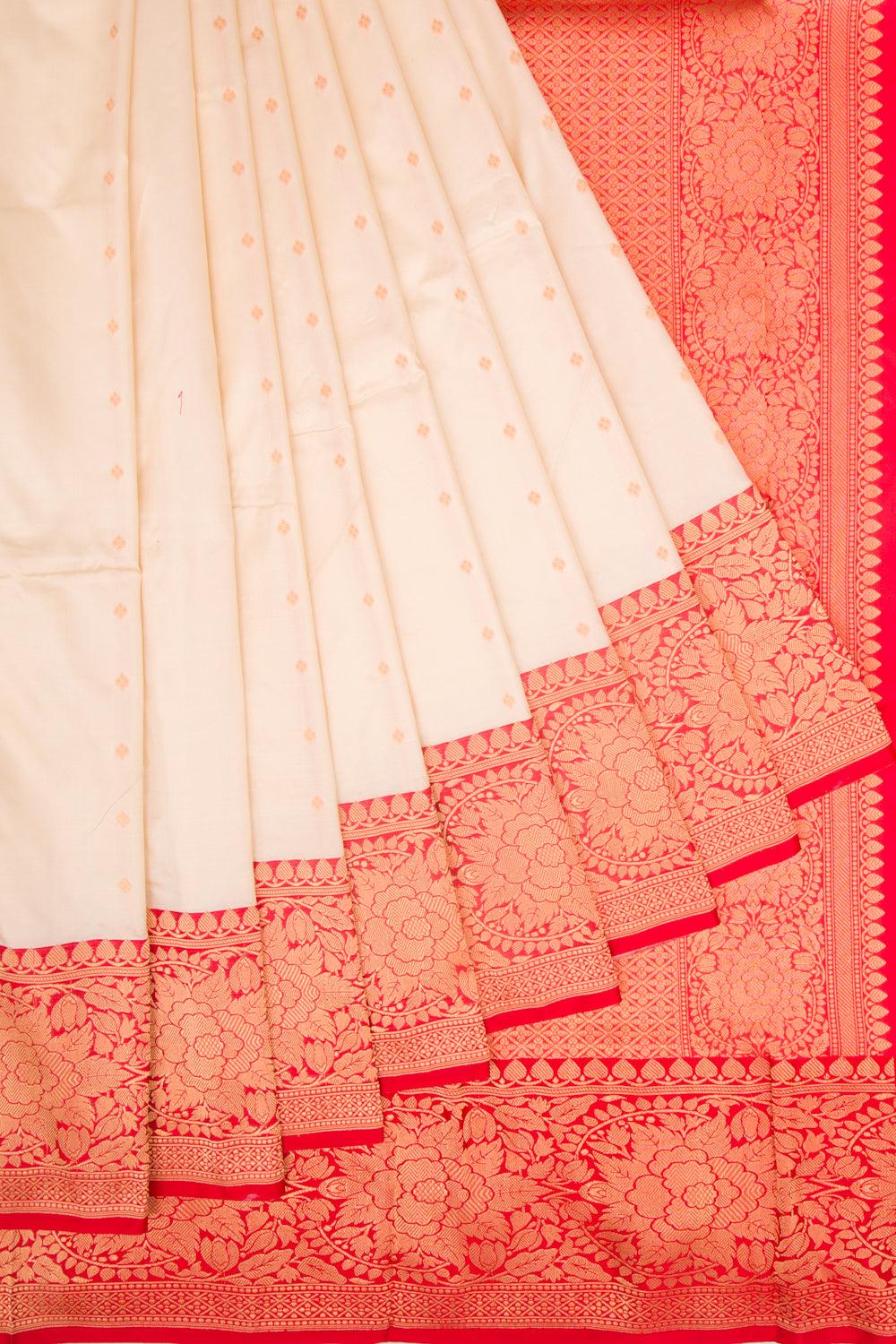 Banarasi Katan Silk Butta Cream Saree