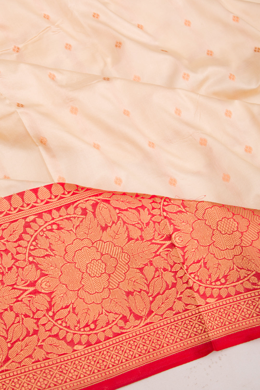 Banarasi Katan Silk Butta Cream Saree