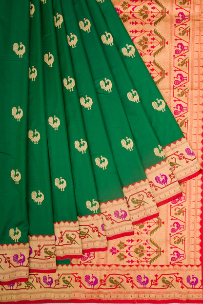 Banarasi Katan Silk Butta Green Saree