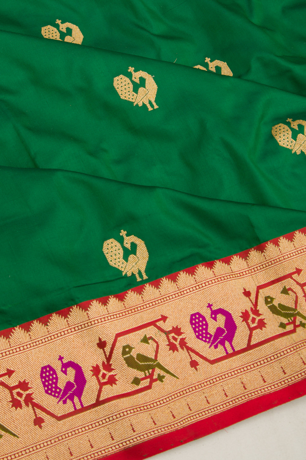 Banarasi Katan Silk Butta Green Saree