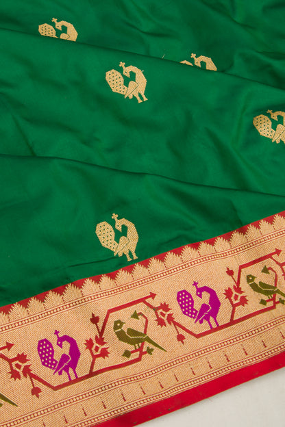 Banarasi Katan Silk Butta Green Saree