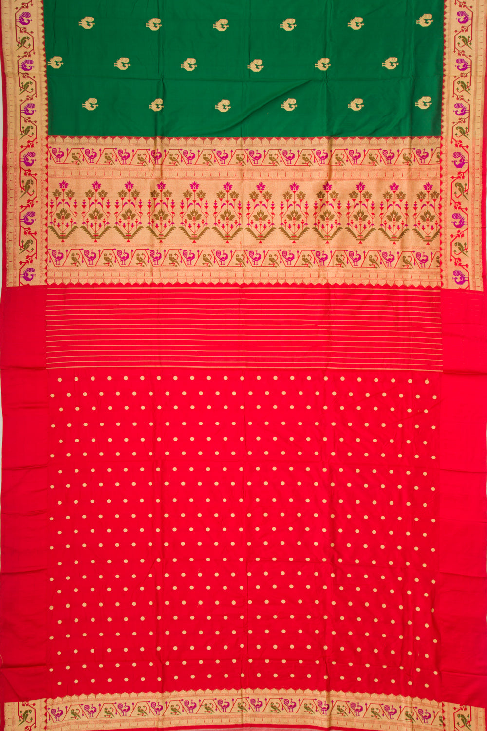 Banarasi Katan Silk Butta Green Saree