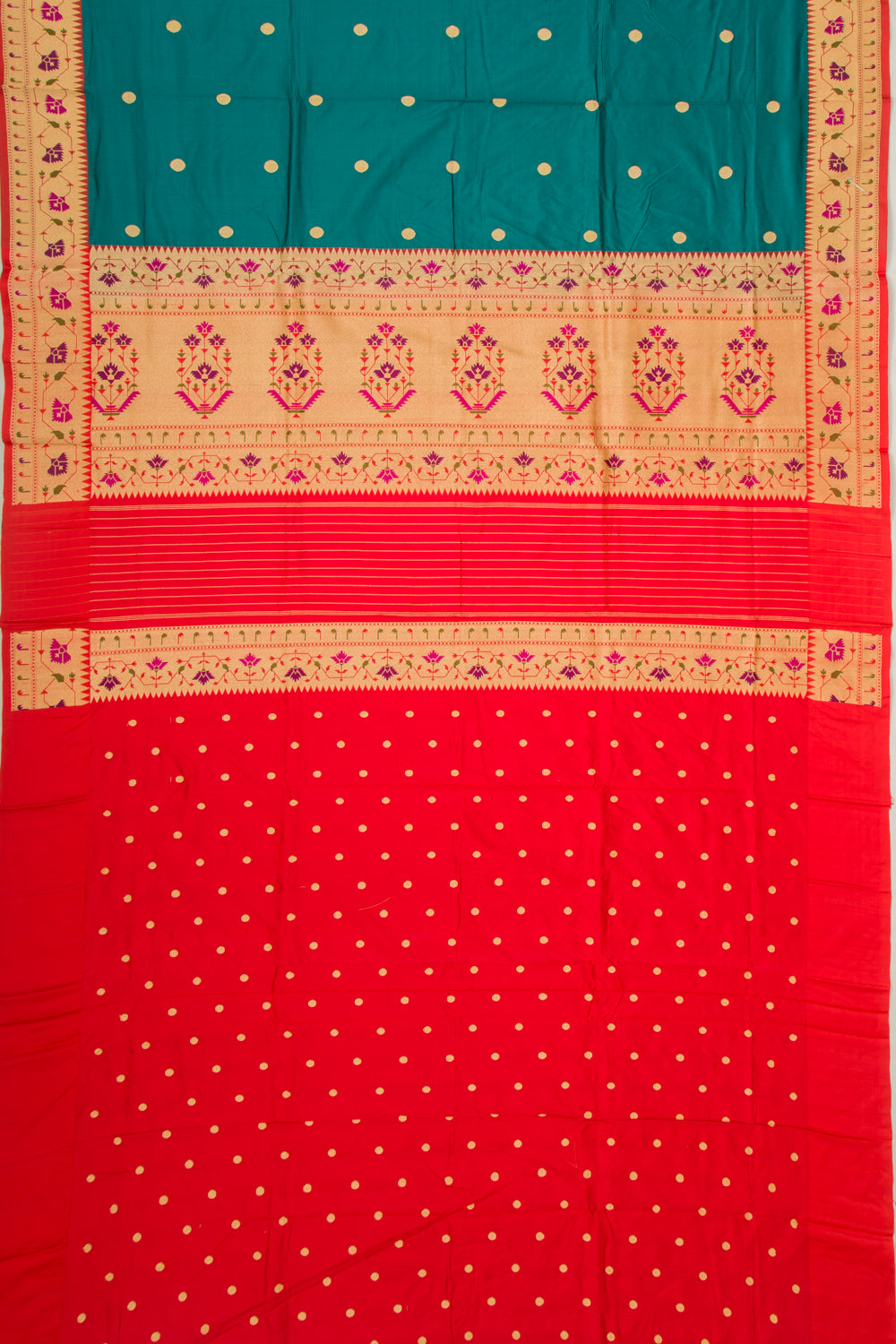 Banarasi Katan Silk Butta Teal Blue Saree