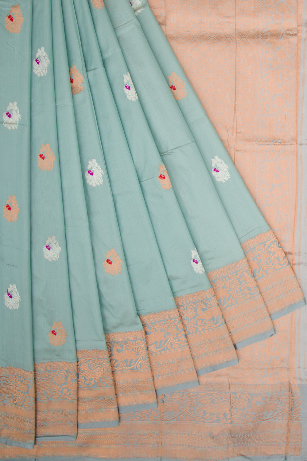 Banarasi Katan Silk Butta Pastel Blue Saree