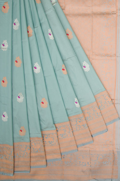Banarasi Katan Silk Butta Pastel Blue Saree