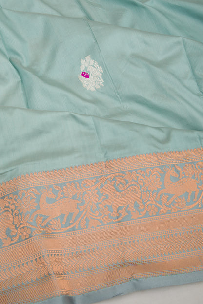 Banarasi Katan Silk Butta Pastel Blue Saree
