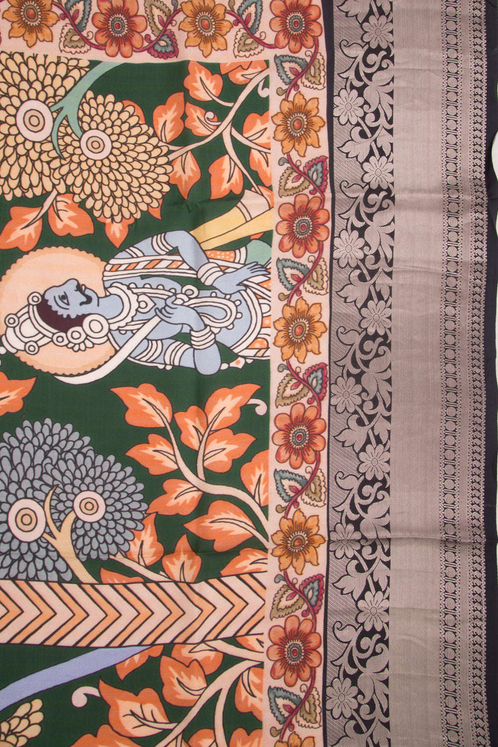 Soft Silk Printed Green Saree