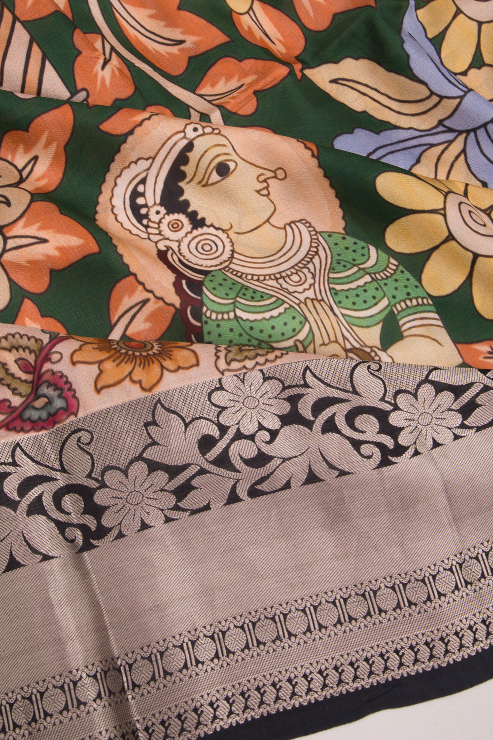 Soft Silk Printed Green Saree