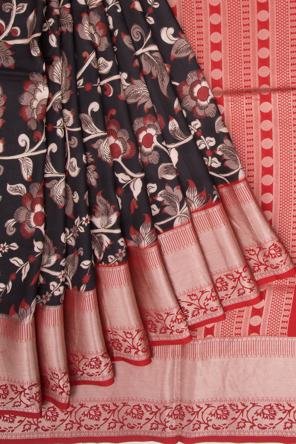 Soft Silk Floral Printed Black Saree