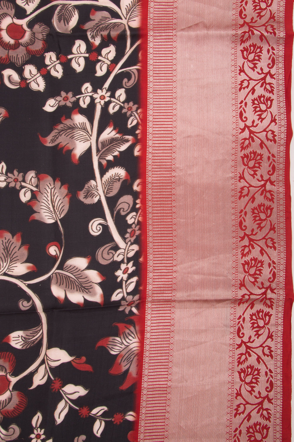 Soft Silk Floral Printed Black Saree