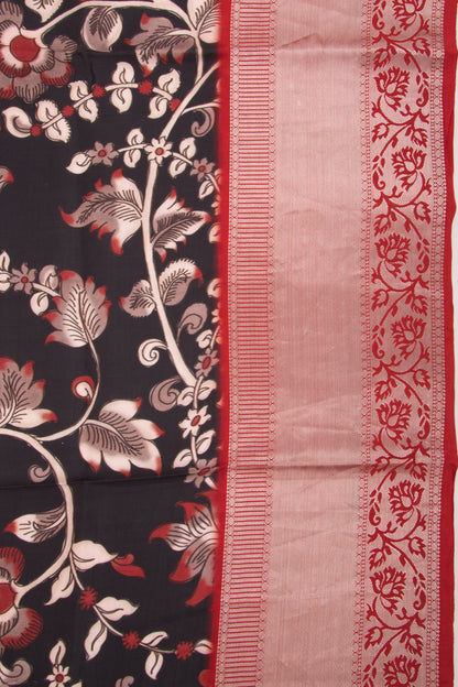 Soft Silk Floral Printed Black Saree