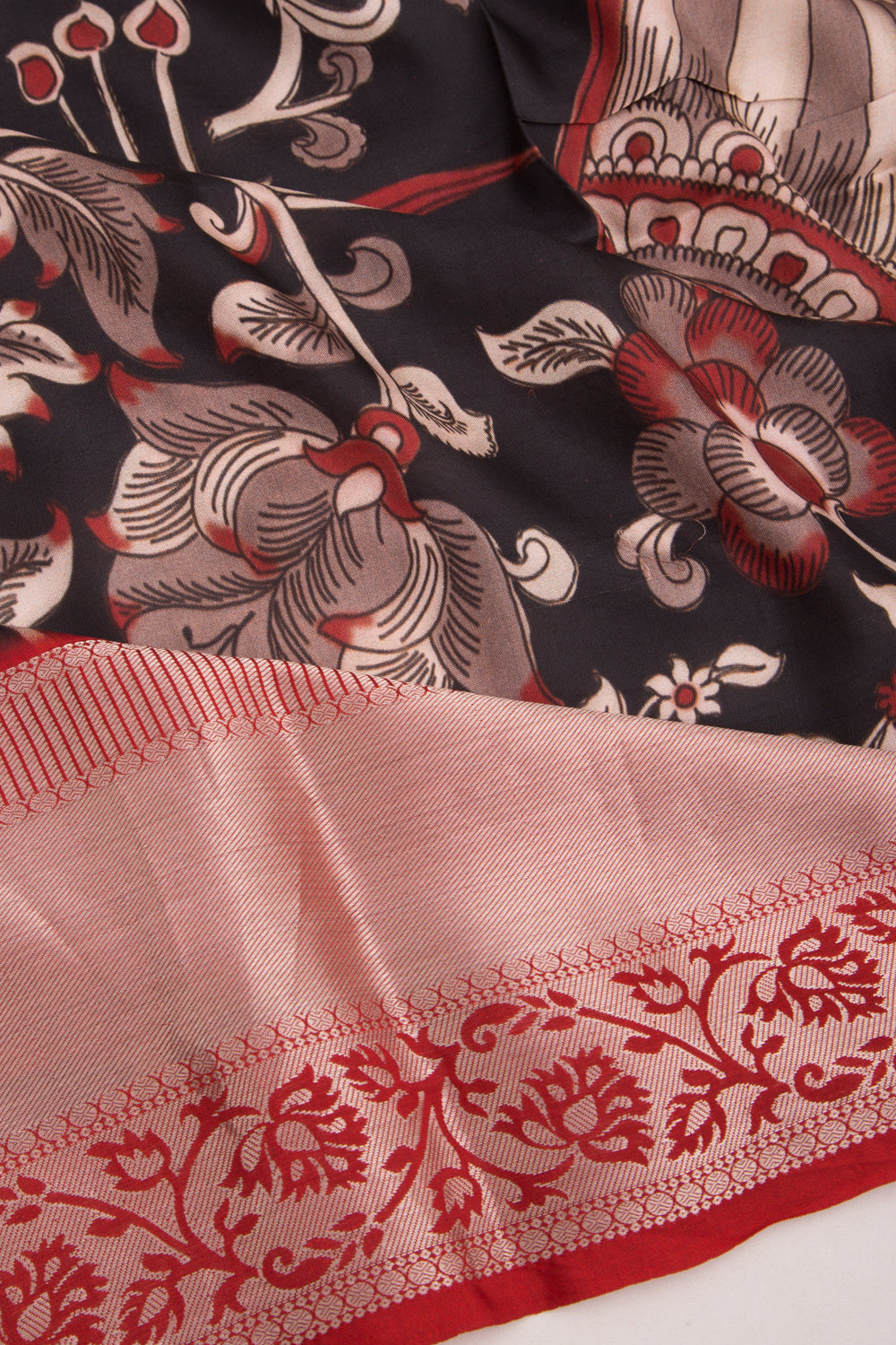 Soft Silk Floral Printed Black Saree