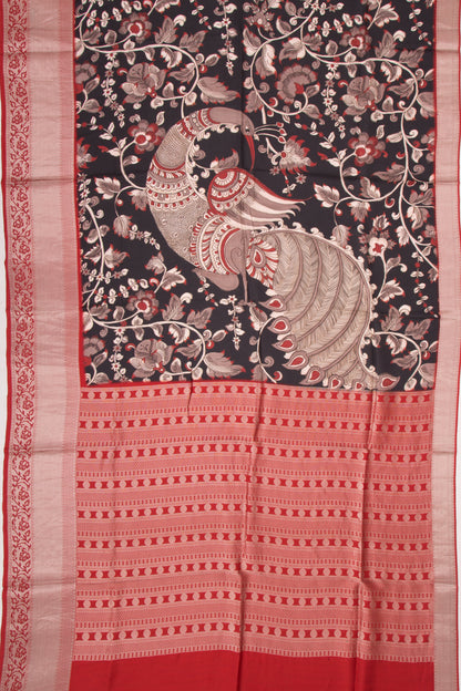 Soft Silk Floral Printed Black Saree